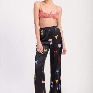 Emory Park PRINTED SATIN WIDE LEG PANTS  size S - New!